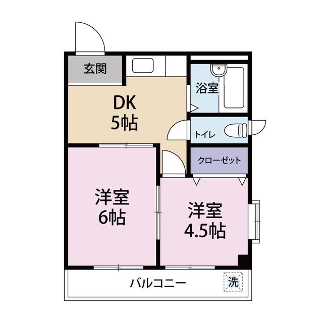 ダイヤコーポ(2DK/1階)の間取り写真