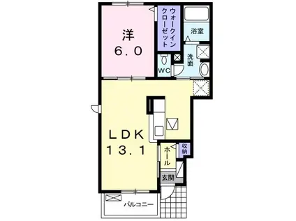 ル・シエル(1LDK/1階)の間取り写真