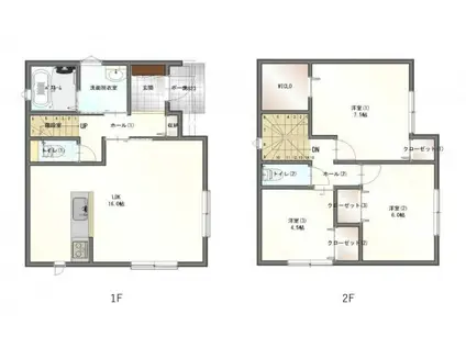 厚中町C号(3LDK/1階)の間取り写真