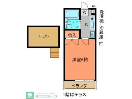 グランデュールⅠ(1K/1階)の間取り写真