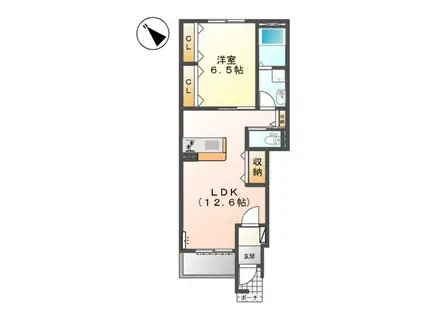 ウェルコート(1LDK/1階)の間取り写真