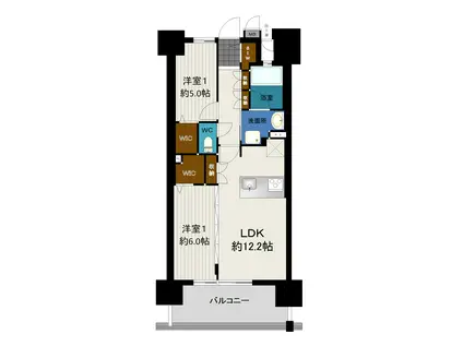 レクシア国府ゼクシス(2LDK/9階)の間取り写真