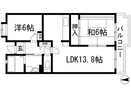 アルビス寺本17号棟(2LDK/5階)の間取り写真