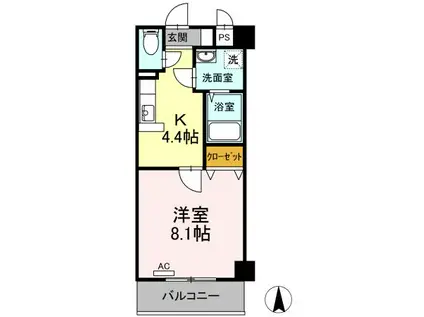 アベニューあいざわ(1K/4階)の間取り写真