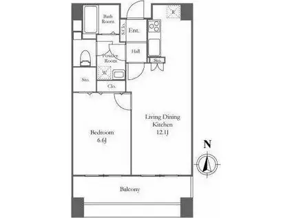 リバーシティ21 イーストタワーズII(1LDK/38階)の間取り写真