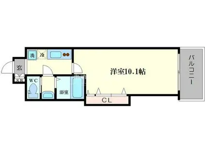 ラグゼ天王寺(1K/2階)の間取り写真