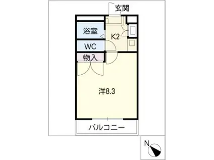 サンライズさと(1K/2階)の間取り写真