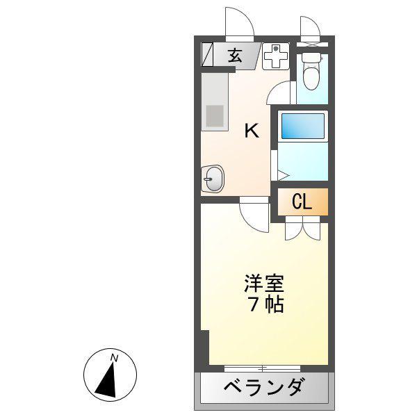 YSリンピアリヴ(1K/1階)の間取り写真