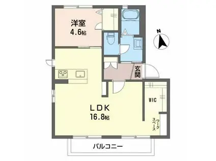 雪月花 月棟(1LDK/2階)の間取り写真