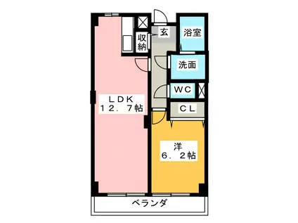 ジョイフルI(1LDK/1階)の間取り写真