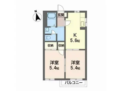 エステート池下B(2K/2階)の間取り写真