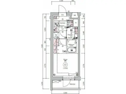 シーネクスヨコハマシンマチ(1K/2階)の間取り写真