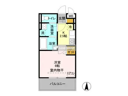 プランドール(1K/2階)の間取り写真