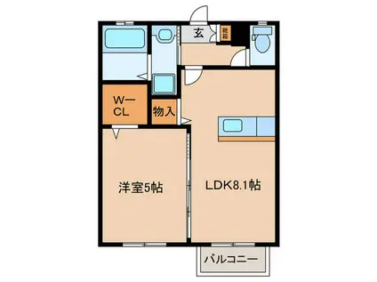 グランドステージ木田E棟(1LDK/1階)の間取り写真