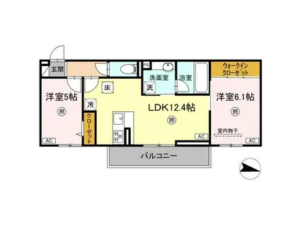 クオリティパレス真砂(2LDK/1階)の間取り写真