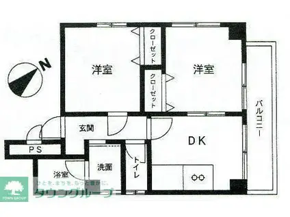 K´SリビングII(2DK/3階)の間取り写真