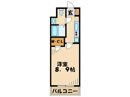 小田急多摩線 はるひ野駅 徒歩5分 3階建 築11年(1K/3階)の間取り写真