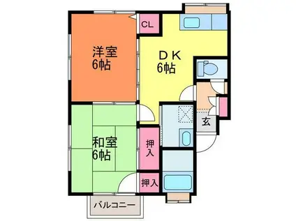 シークレイン(2DK/1階)の間取り写真