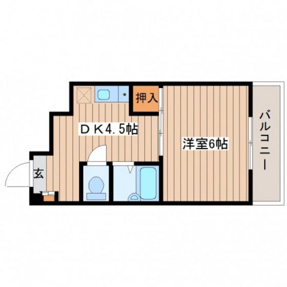ふるどいビル(1DK/4階)の間取り写真