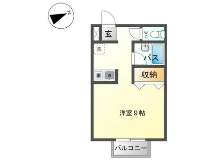 ガラ・プシケ(ワンルーム/2階)の間取り写真