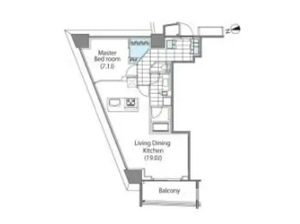 コンフォリア新宿イーストサイドタワー(1LDK/22階)の間取り写真