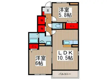 エクセル ガーデン(2LDK/1階)の間取り写真