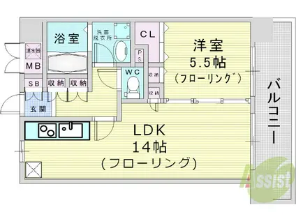 フジーディア・ミュ・リッヒ(1LDK/4階)の間取り写真