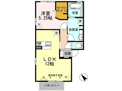 ロ・クレオ(1LDK/2階)の間取り写真