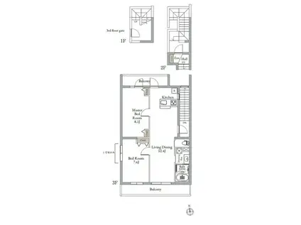 ベルメゾン中村橋サウス(2LDK/3階)の間取り写真