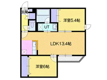 オルセー厚別中央VI(2LDK/4階)の間取り写真