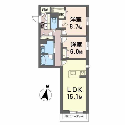 ヘスティア(2LDK/1階)の間取り写真