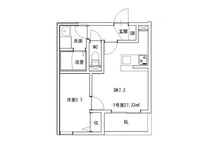 レークパイン南福岡(1DK/2階)の間取り写真