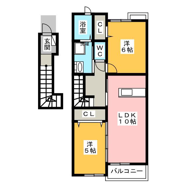 ルピナス(2LDK/2階)の間取り写真