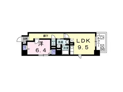 RESIDENCE難波宮(1LDK/4階)の間取り写真
