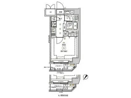東武伊勢崎線 東向島駅 無 5月下旬入居可 セキュリティ対策有(1K/3階)の間取り写真
