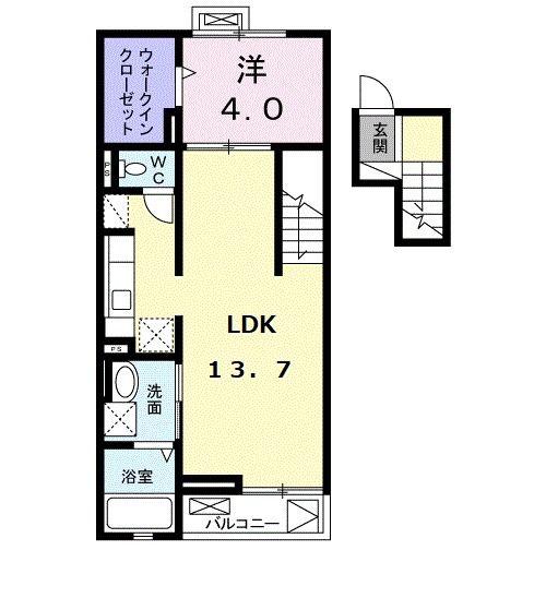 マリーアンジュ(1LDK/4階)の間取り写真