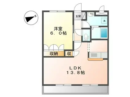 インタービレッジ土山Ⅱ番館(1K/2階)の間取り写真