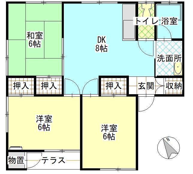 アメニティハウス(3DK/1階)の間取り写真