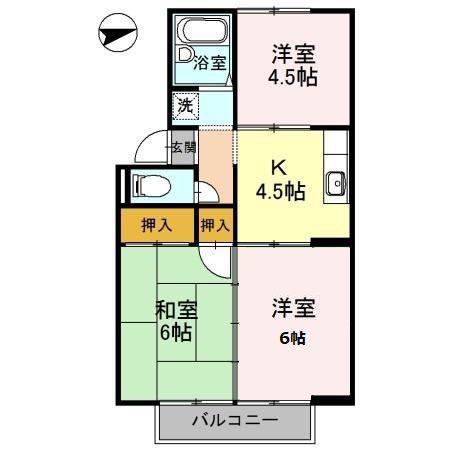 プレジール打田(3K/2階)の間取り写真