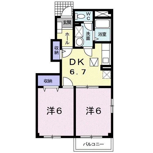 アルコバレーノA(2DK/1階)の間取り写真