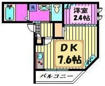 MARK DUO一ノ割(1DK/1階)の間取り写真