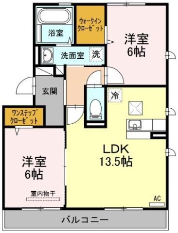 カルチェASUKA(2LDK/1階)の間取り写真