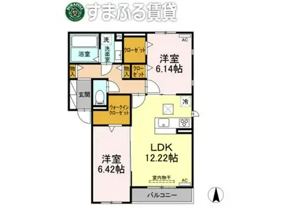 HUBLOT RICH(2LDK/1階)の間取り写真