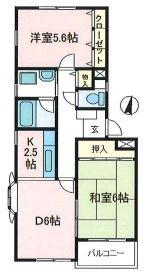 ビラ根岸(2DK/2階)の間取り写真