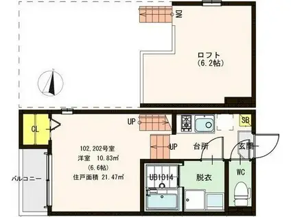 ハーモニーテラス新田III(1K/1階)の間取り写真