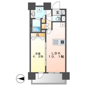 プレサンス丸の内リラティ(1LDK/3階)の間取り写真