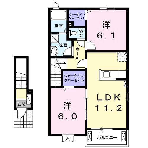 エターナル(2LDK/2階)の間取り写真