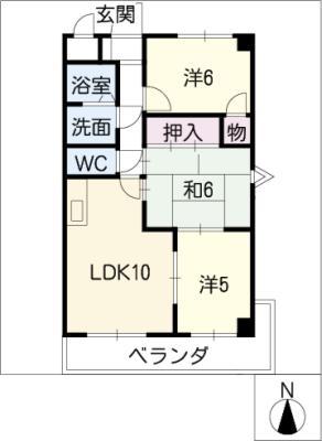 B.S.ハウスロボ(3LDK/1階)の間取り写真