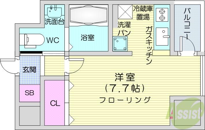 KDXレジデンス仙台駅東(ワンルーム/2階)の間取り写真