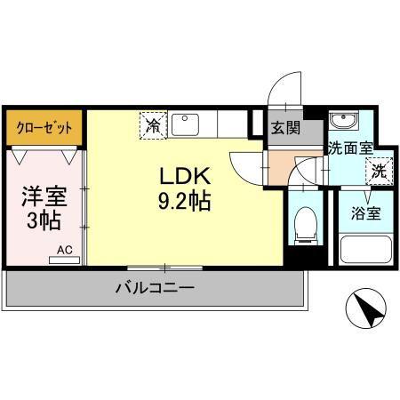 ガウディー(1LDK/3階)の間取り写真